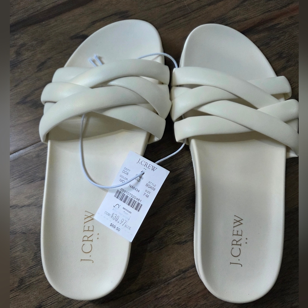 J. Crew Cream Slide Sandals